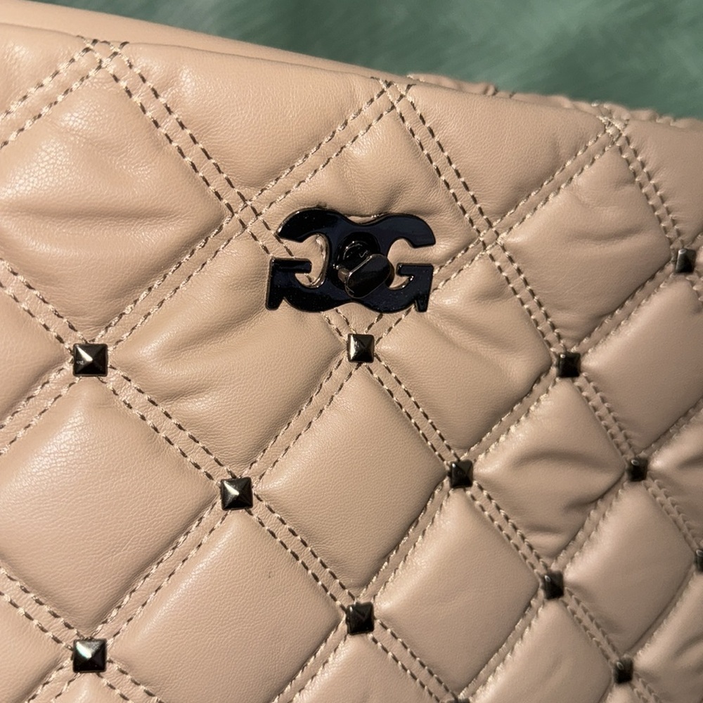 Gilda Paris Studded, Waffle Quilted Taupe Handbag/Crossbody - Picture 6 of 13